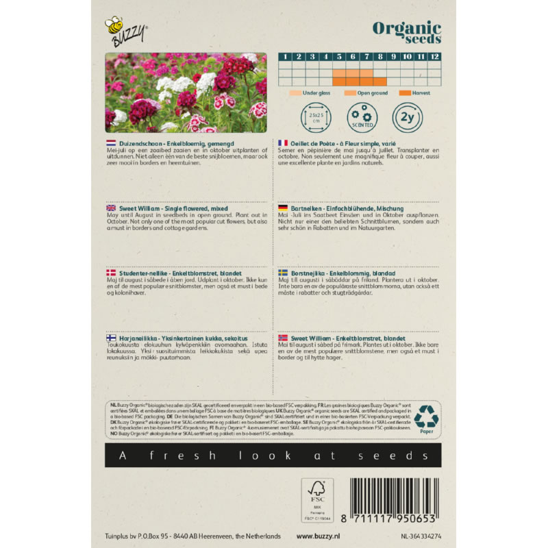 Buzzy® Organic Dianthus Sweet William Mix BIO 1g - Image 2