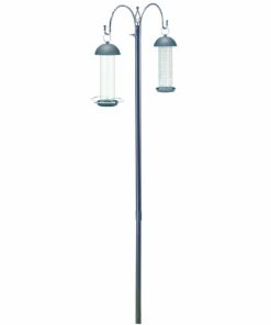 Alternative view of Buten Bird Feeding Station with 2 Feeders Blacksteel